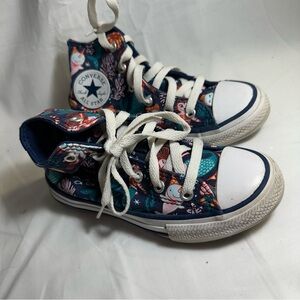 Converse All Star Navy and White Patterned Mermaid/Sea Creature High-Tops